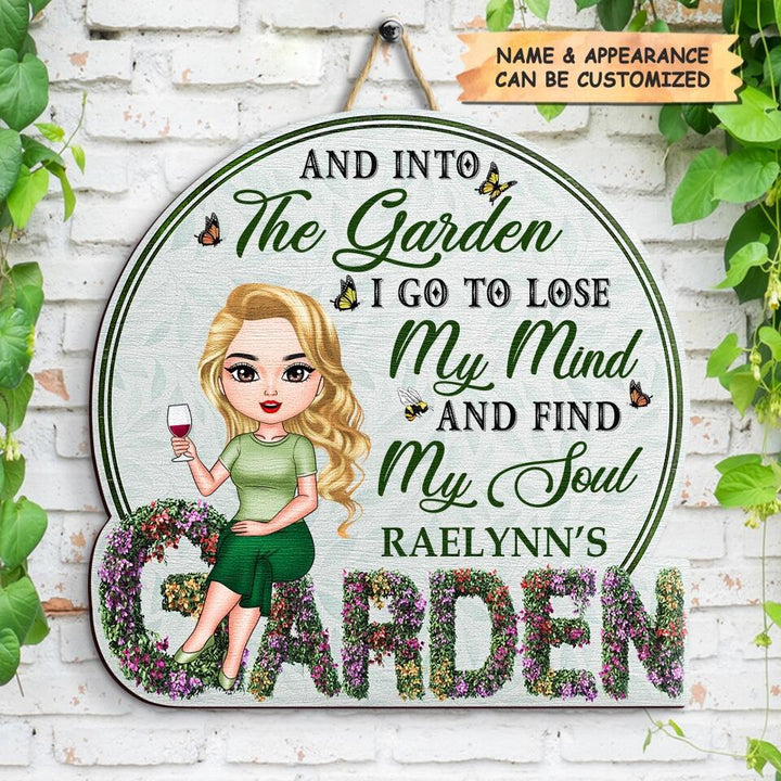 Personalized Door Sign - Gift For Gardening Lover - And Into The Garden I Go ARND005