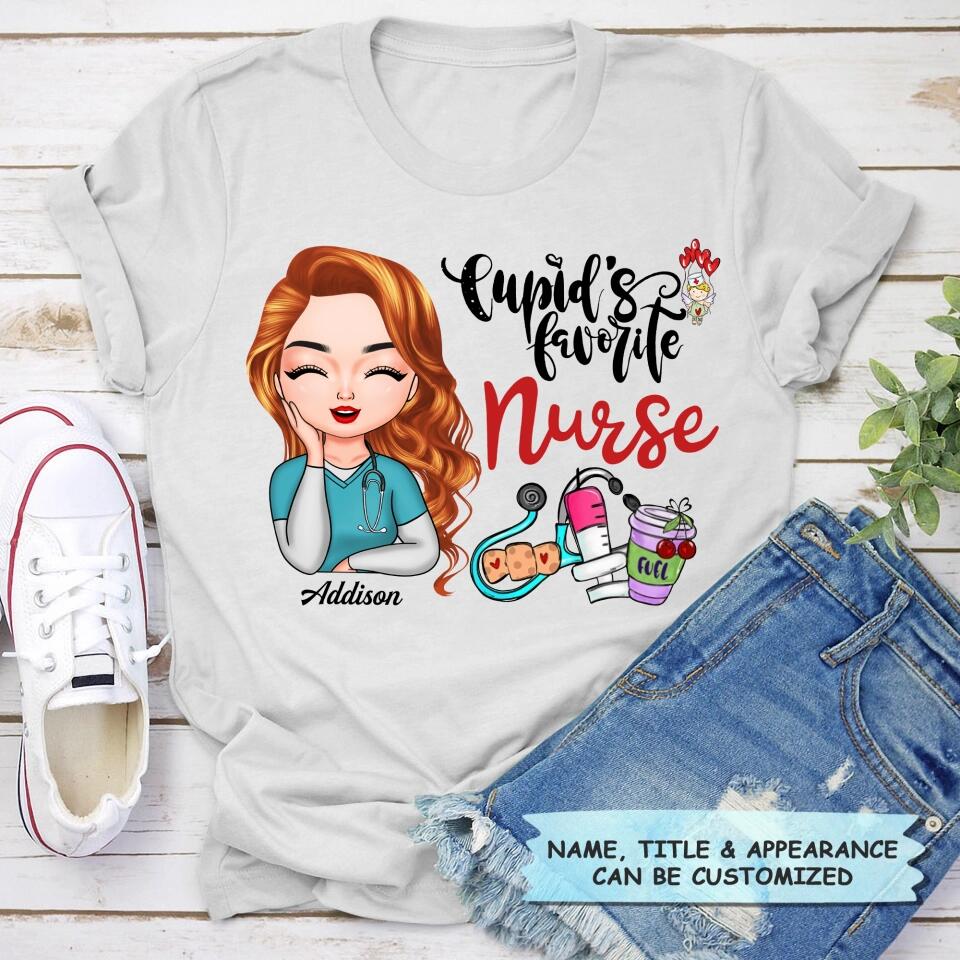 Personalized T-shirt - Gift For Nurse - Cupid's Favorite Nurse ARND037