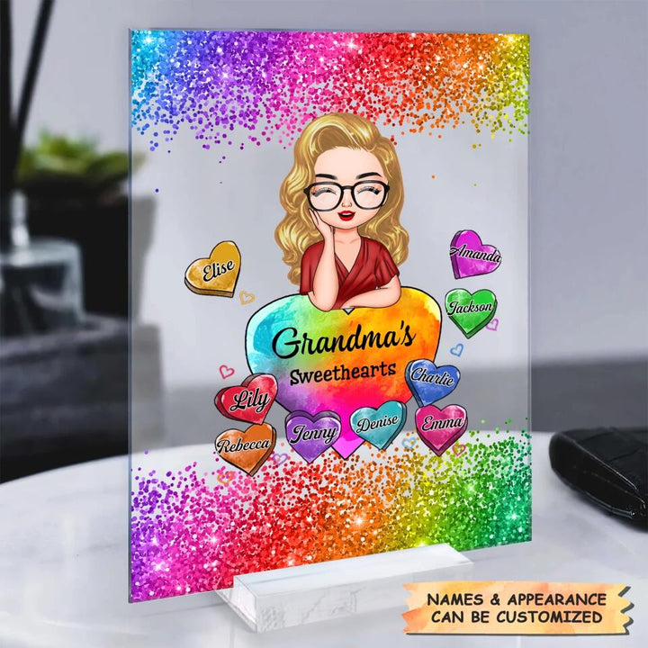 Personalized Acrylic Plaque - Gift For Grandma - Grandma Colorful Hearts ARND0014