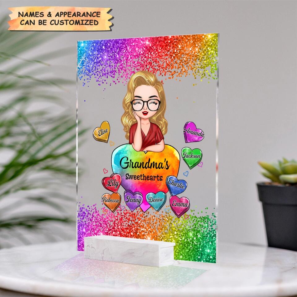 Personalized Acrylic Plaque - Gift For Grandma - Grandma Colorful Hearts ARND0014