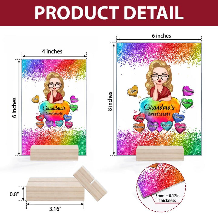 Personalized Acrylic Plaque - Gift For Grandma - Grandma Colorful Hearts ARND0014