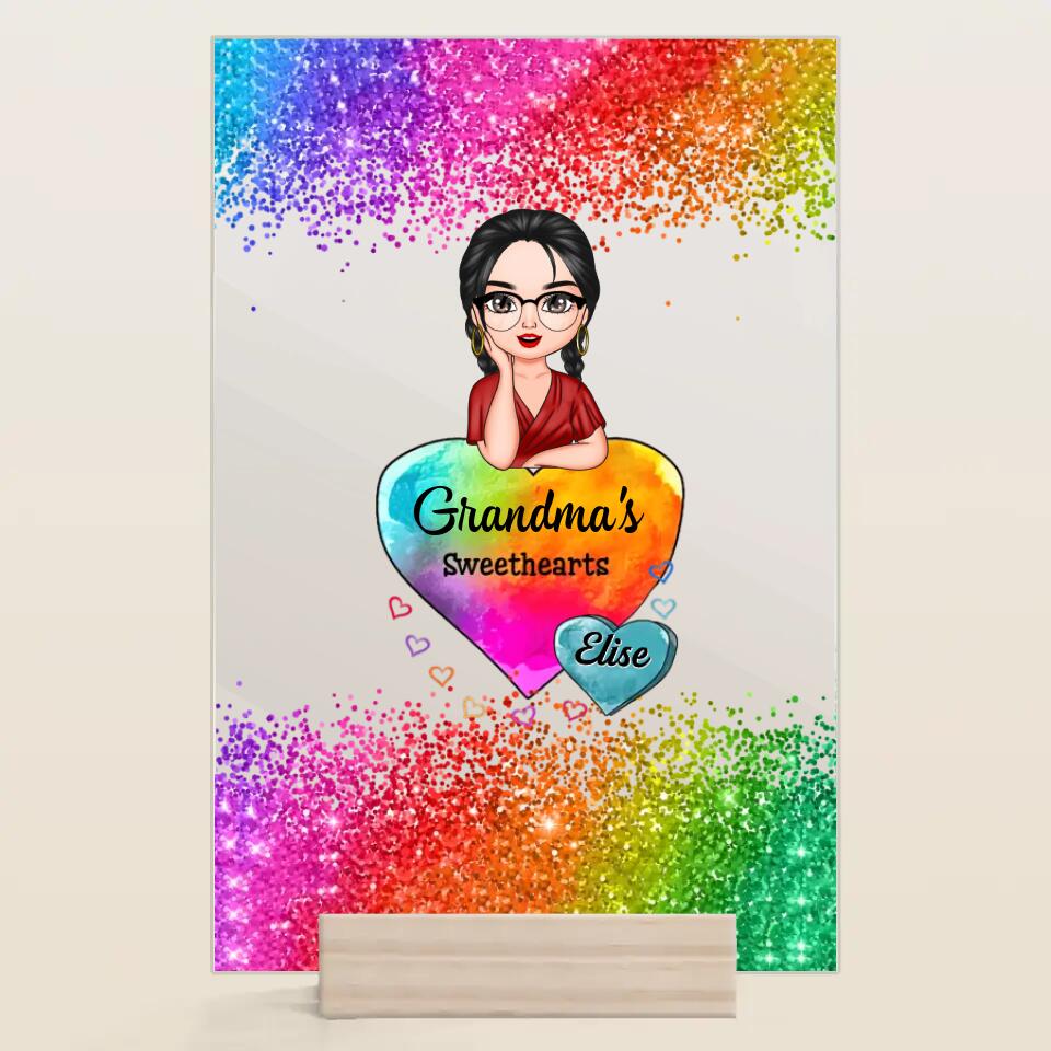 Personalized Acrylic Plaque - Gift For Grandma - Grandma Colorful Hearts ARND0014