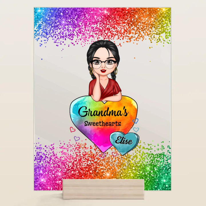 Personalized Acrylic Plaque - Gift For Grandma - Grandma Colorful Hearts ARND0014