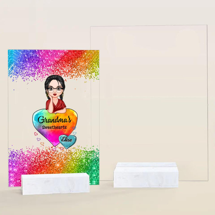 Personalized Acrylic Plaque - Gift For Grandma - Grandma Colorful Hearts ARND0014