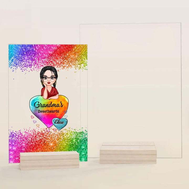Personalized Acrylic Plaque - Gift For Grandma - Grandma Colorful Hearts ARND0014