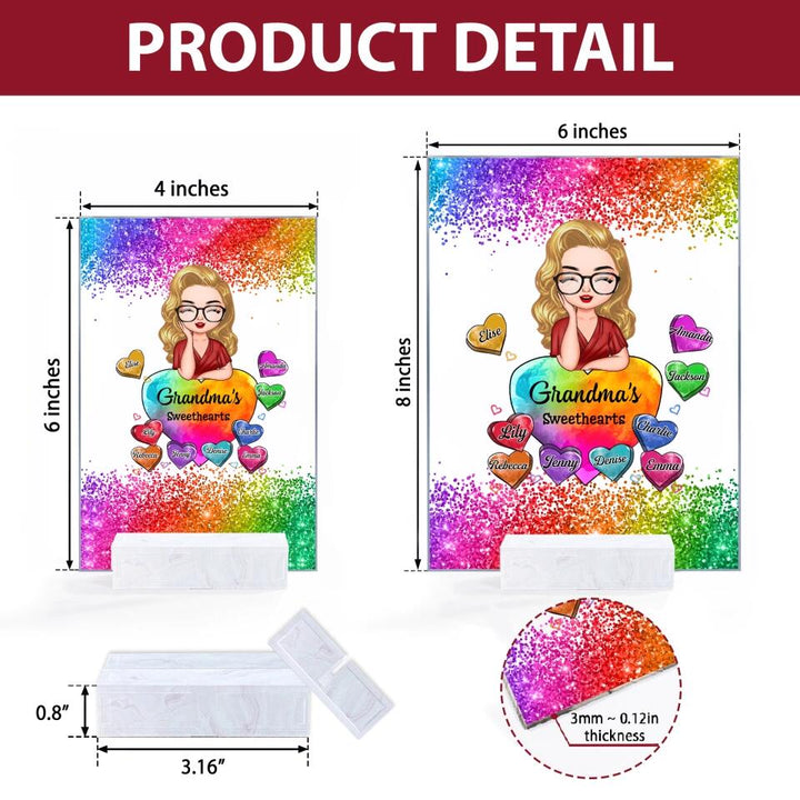 Personalized Acrylic Plaque - Gift For Grandma - Grandma Colorful Hearts ARND0014