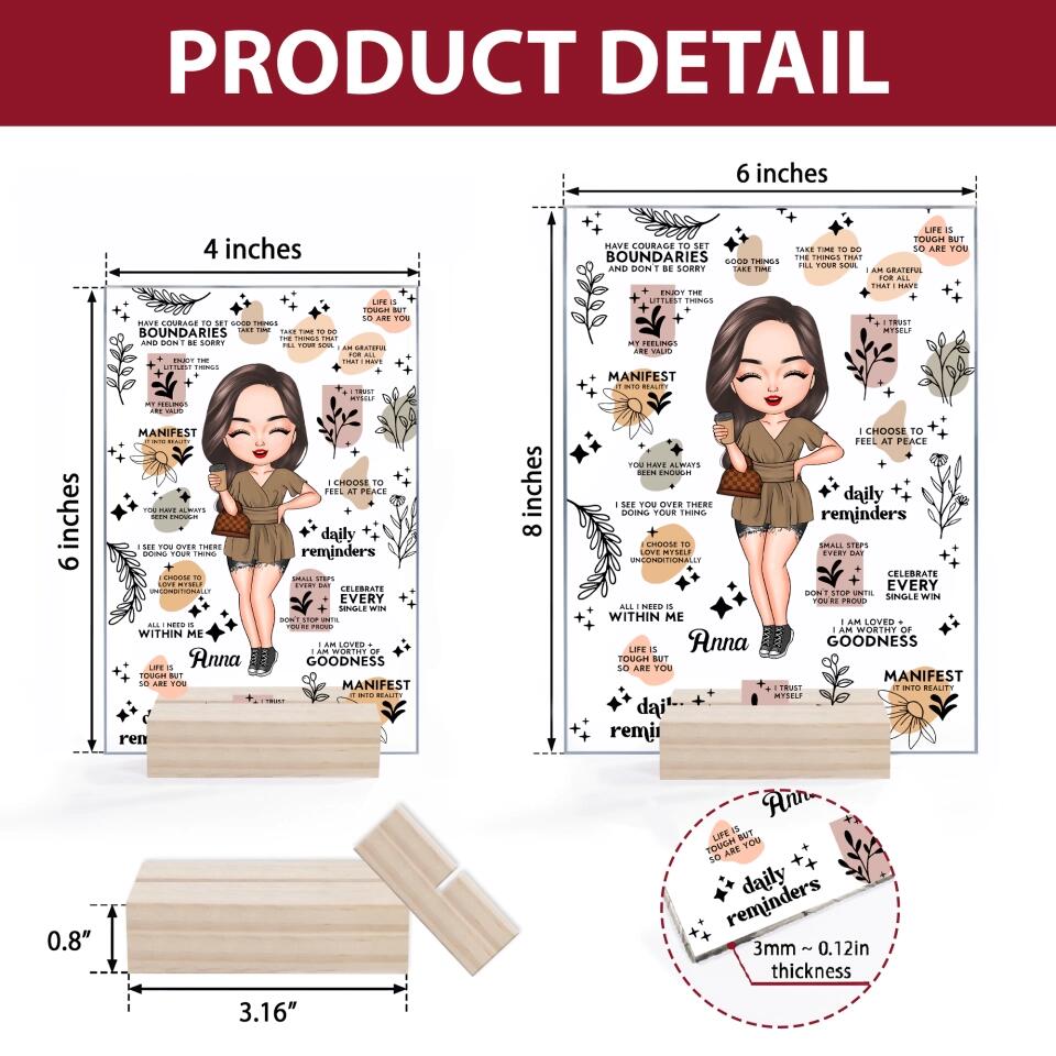 Personalized Acrylic Plaque - Gift For Friend - Daily Affirmation Mental Health Awareness ARND0014