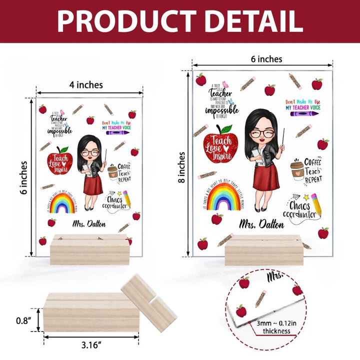 Personalized Acrylic Plaque - Gift For Teacher - Teach Love Inspire Teacher ARND005