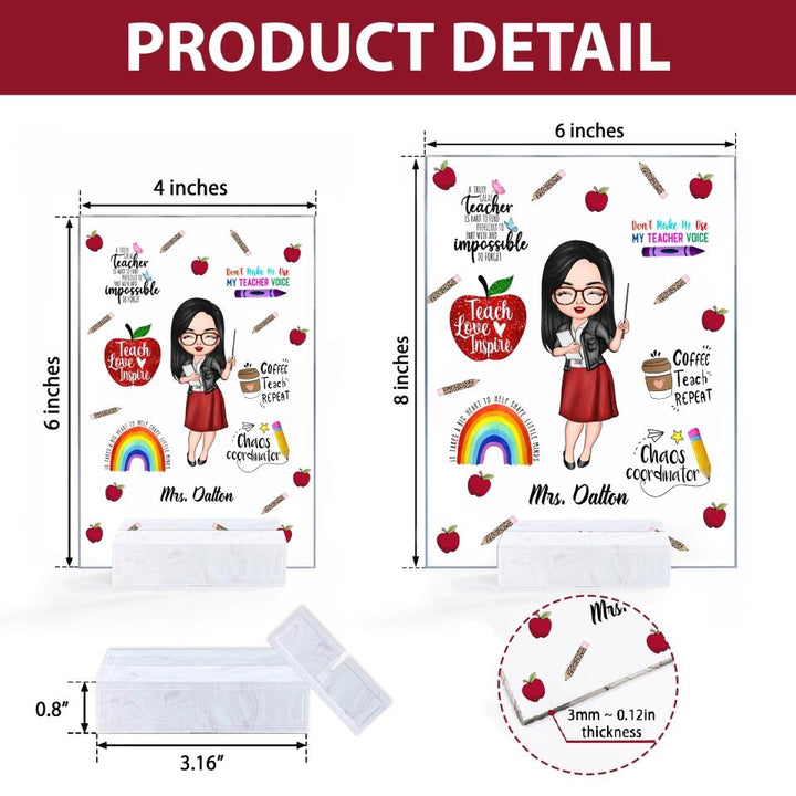 Personalized Acrylic Plaque - Gift For Teacher - Teach Love Inspire Teacher ARND005