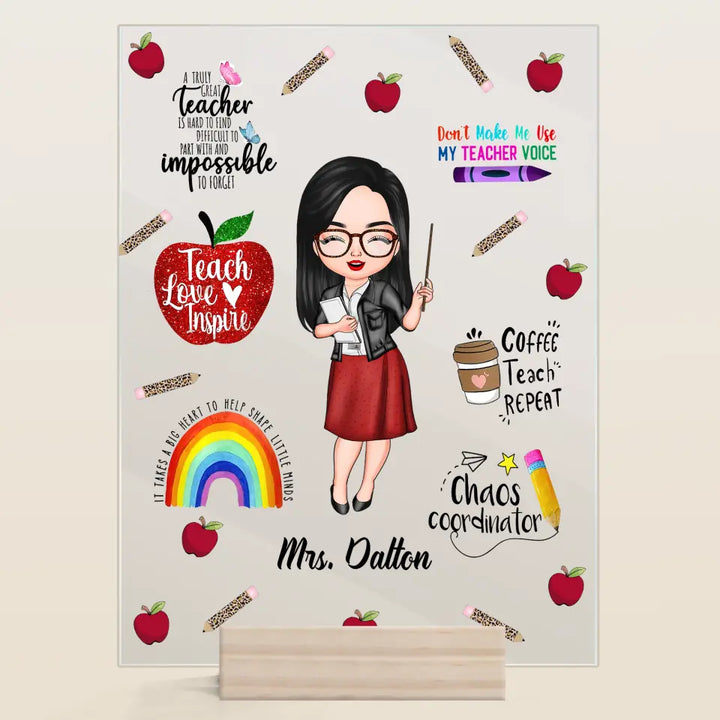 Personalized Acrylic Plaque - Gift For Teacher - Teach Love Inspire Teacher ARND005