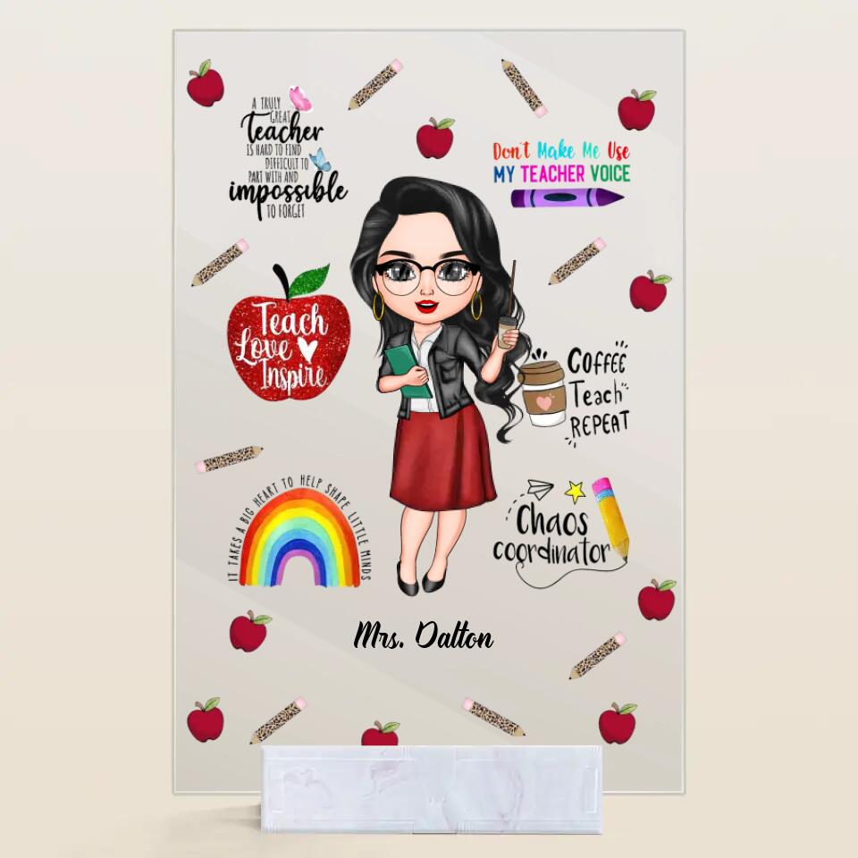 Personalized Acrylic Plaque - Gift For Teacher - Teach Love Inspire Teacher ARND005