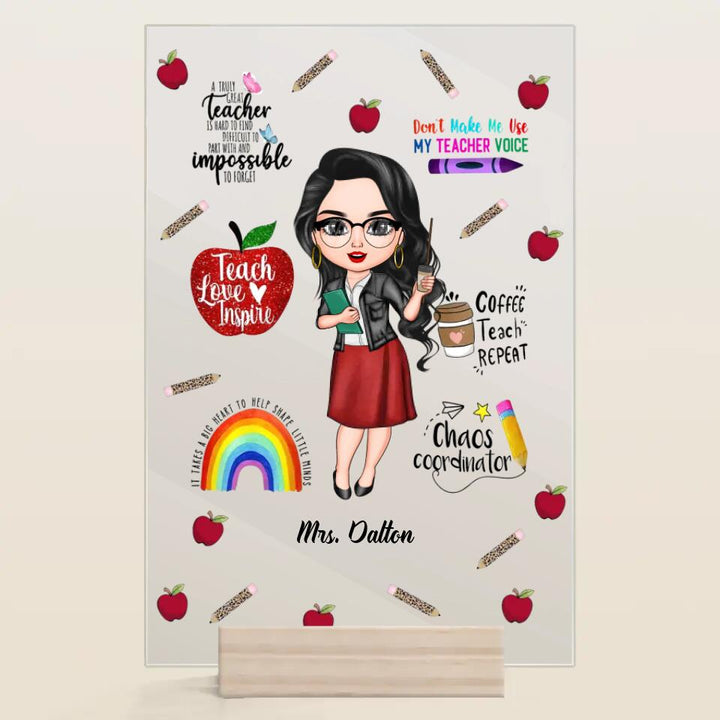 Personalized Acrylic Plaque - Gift For Teacher - Teach Love Inspire Teacher ARND005