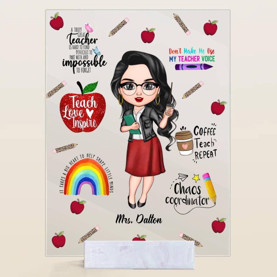 Personalized Acrylic Plaque - Gift For Teacher - Teach Love Inspire Teacher ARND005