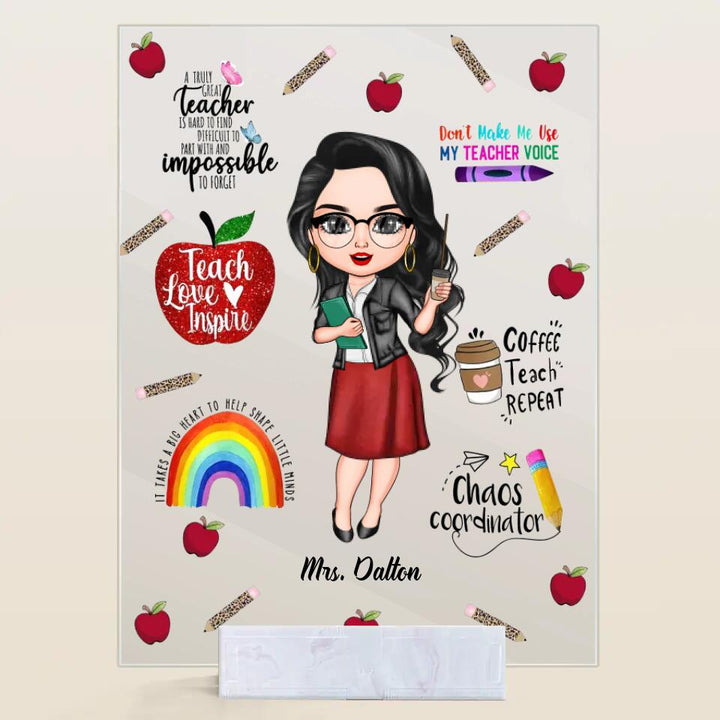 Personalized Acrylic Plaque - Gift For Teacher - Teach Love Inspire Teacher ARND005