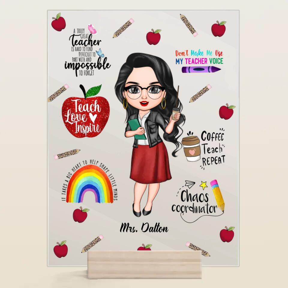 Personalized Acrylic Plaque - Gift For Teacher - Teach Love Inspire Teacher ARND005