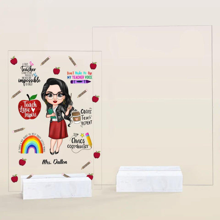 Personalized Acrylic Plaque - Gift For Teacher - Teach Love Inspire Teacher ARND005