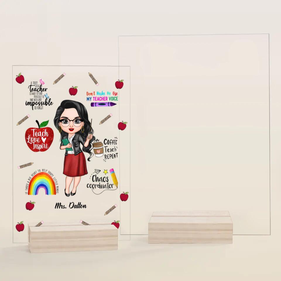 Personalized Acrylic Plaque - Gift For Teacher - Teach Love Inspire Teacher ARND005