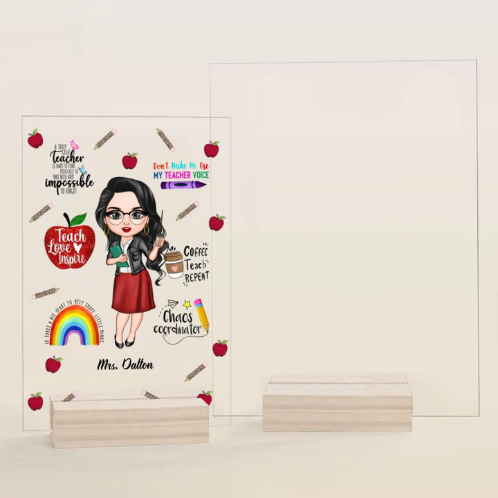 Personalized Acrylic Plaque - Gift For Teacher - Teach Love Inspire Teacher ARND005