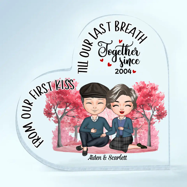Personalized Heart-Shaped Acrylic Plaque - Gift For Couple - From Our First Kiss ARND036