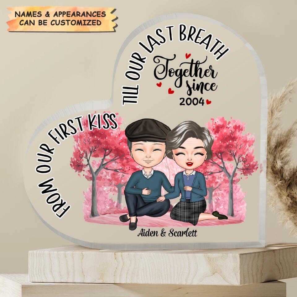Personalized Heart-Shaped Acrylic Plaque - Gift For Couple - From Our First Kiss ARND036
