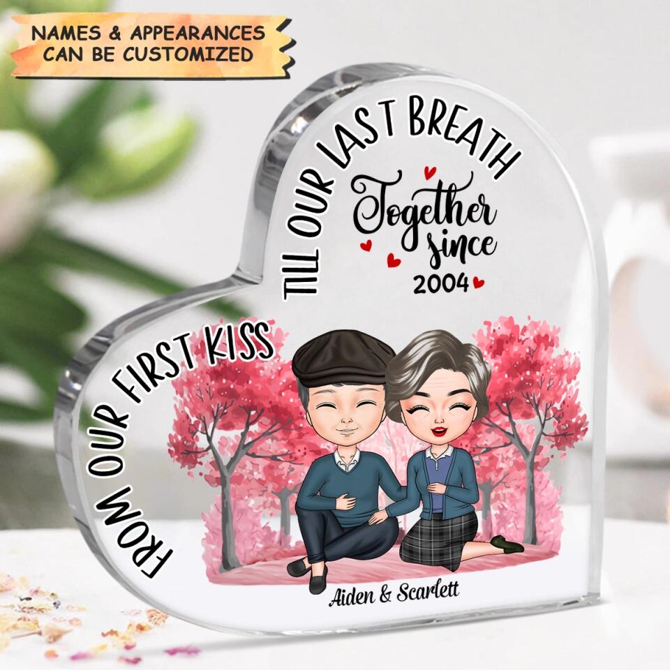Personalized Heart-Shaped Acrylic Plaque - Gift For Couple - From Our First Kiss ARND036