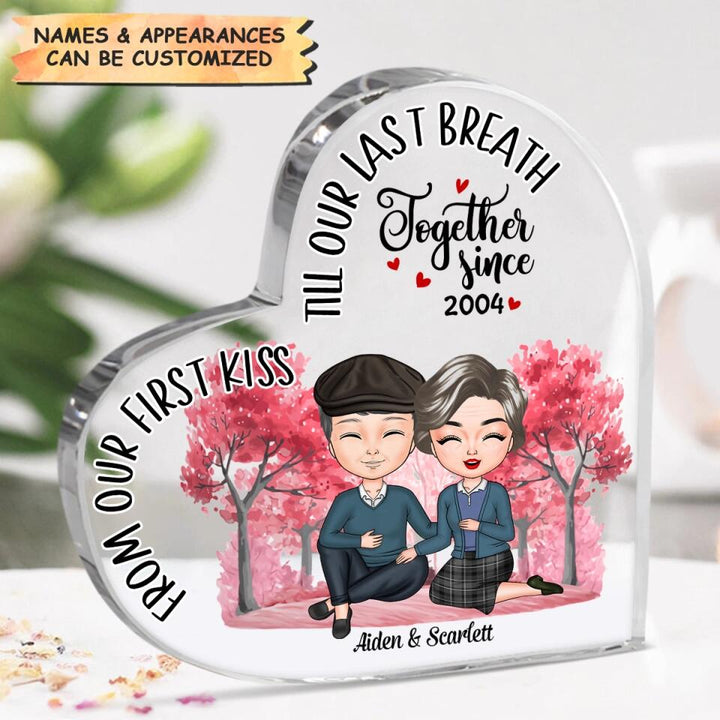 Personalized Heart-Shaped Acrylic Plaque - Gift For Couple - From Our First Kiss ARND036