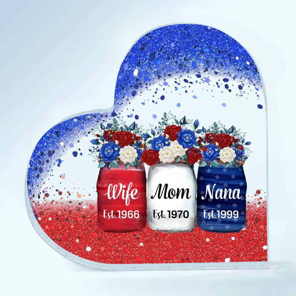 Personalized Heart-shaped Acrylic Plaque - Gift For Mom & Grandma - Wife Mom Nana ARND005