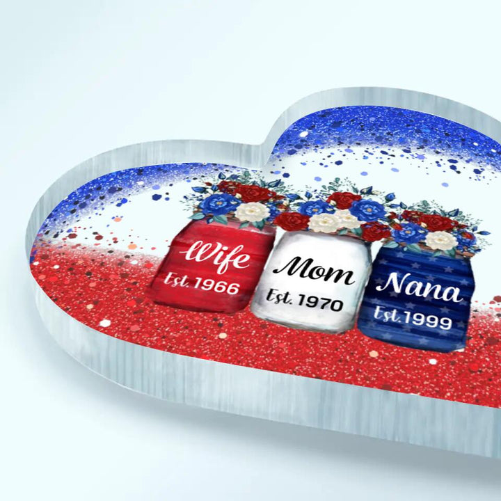Personalized Heart-shaped Acrylic Plaque - Gift For Mom & Grandma - Wife Mom Nana ARND005