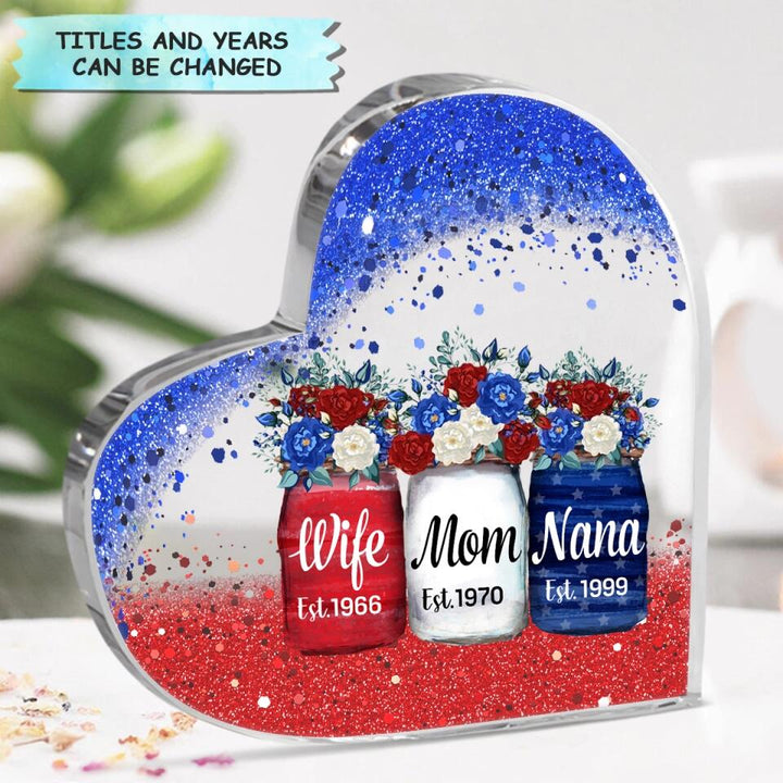 Personalized Heart-shaped Acrylic Plaque - Gift For Mom & Grandma - Wife Mom Nana ARND005
