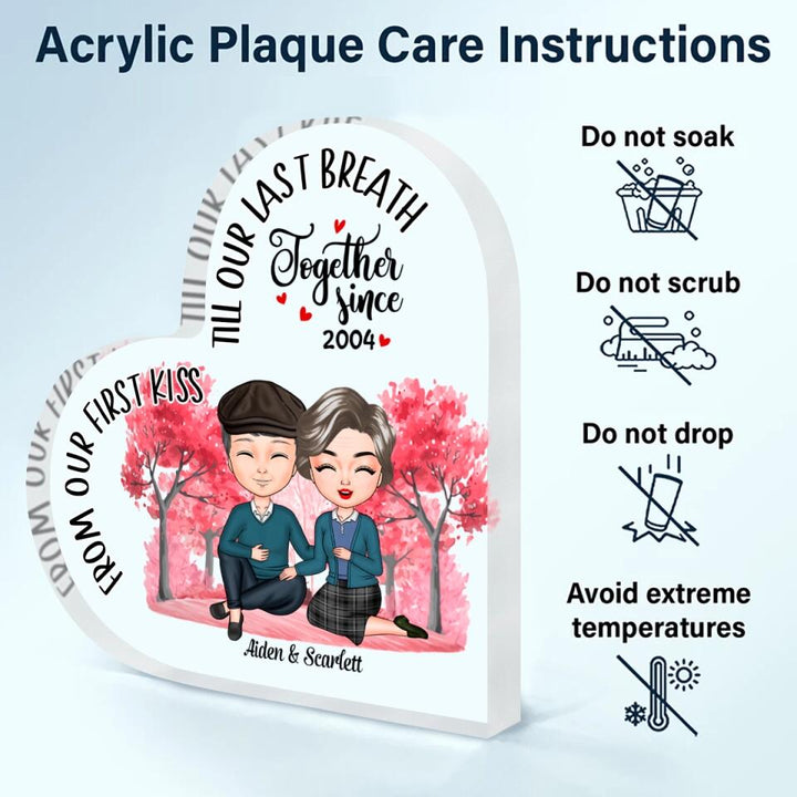 Personalized Heart-Shaped Acrylic Plaque - Gift For Couple - From Our First Kiss ARND036
