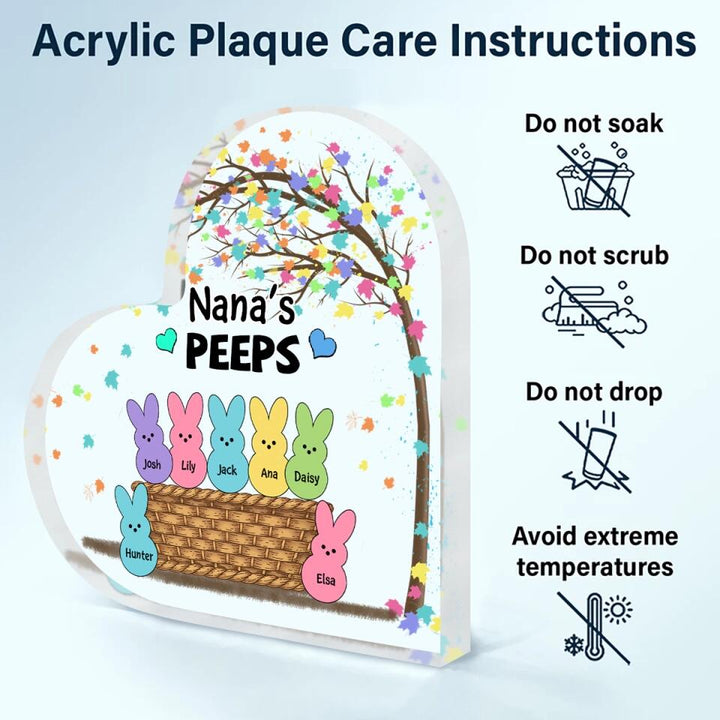 Personalized Heart-shaped Acrylic Plaque - Gift For Grandma - Grandma's Peeps ARND005