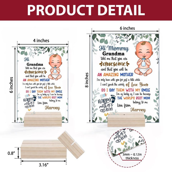 Personalized Acrylic Plaque - Gift For Mom - World's Best Mom ARND018