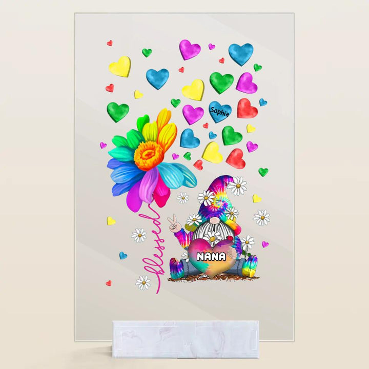 Personalized Acrylic Plaque - Gift For Grandma - Colorful Flower Gnome Nana ARND037