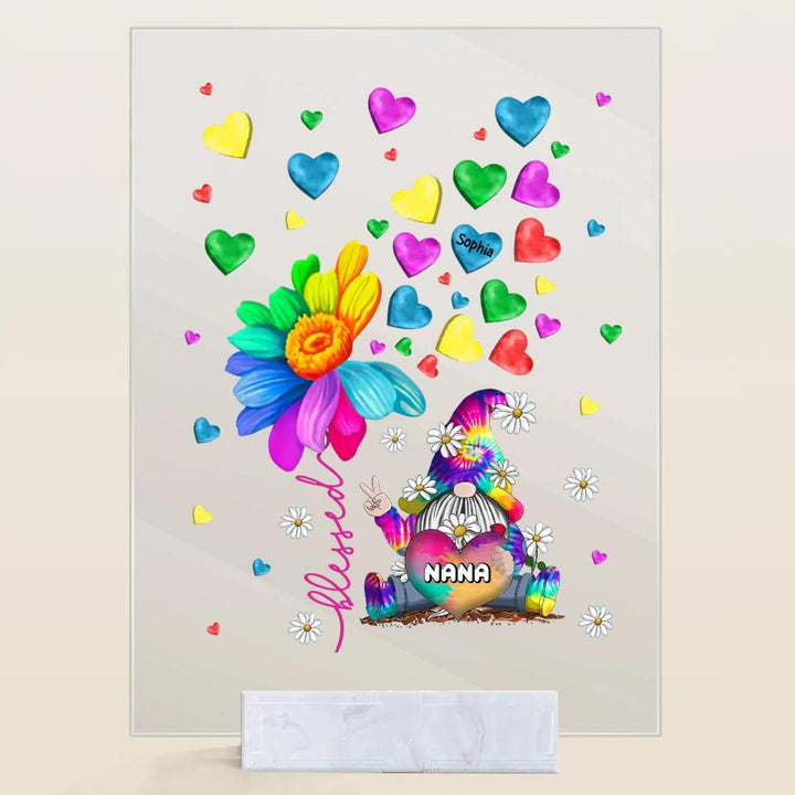 Personalized Acrylic Plaque - Gift For Grandma - Colorful Flower Gnome Nana ARND037