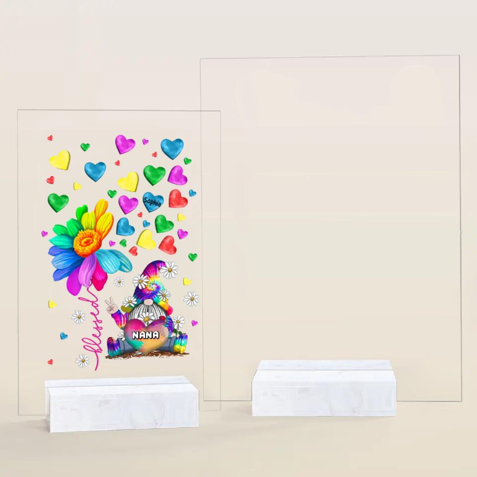 Personalized Acrylic Plaque - Gift For Grandma - Colorful Flower Gnome Nana ARND037