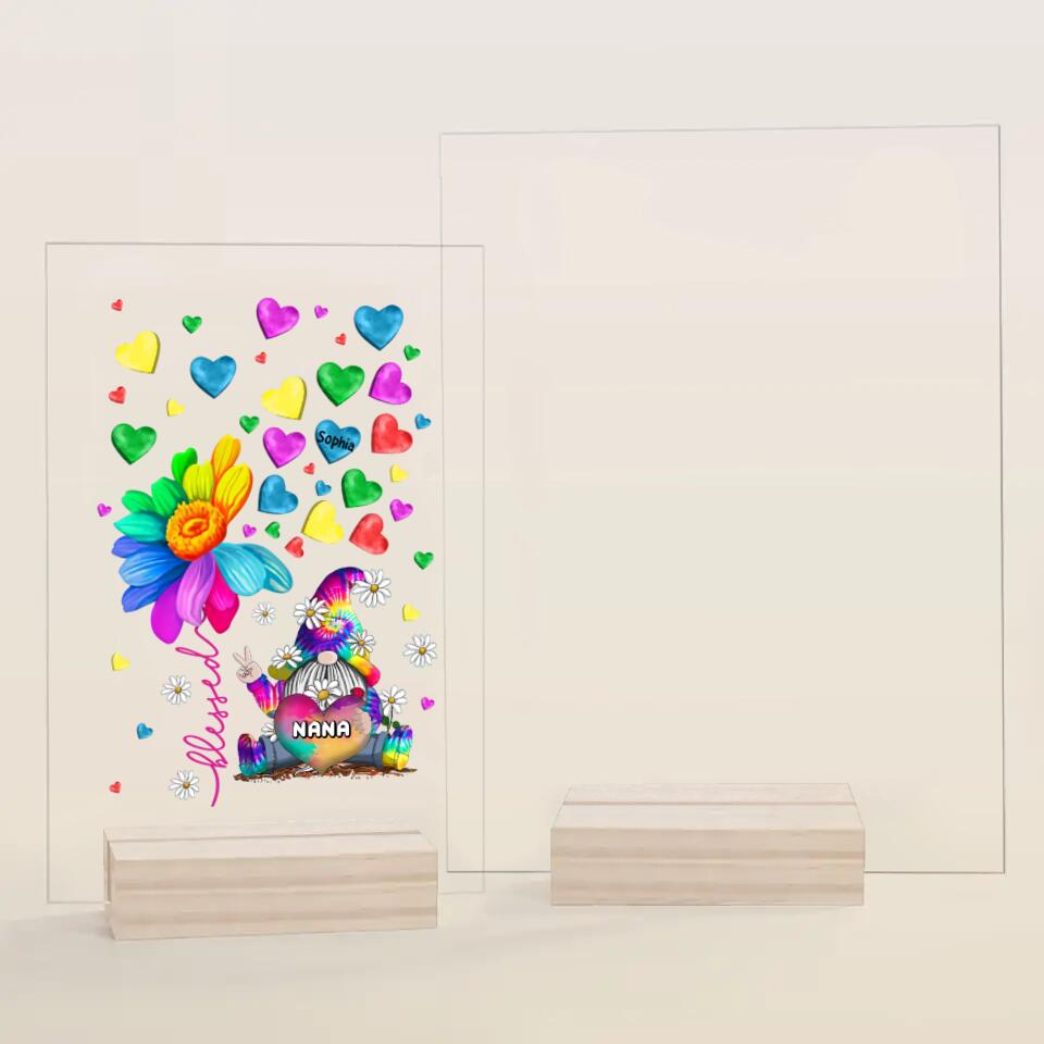 Personalized Acrylic Plaque - Gift For Grandma - Colorful Flower Gnome Nana ARND037