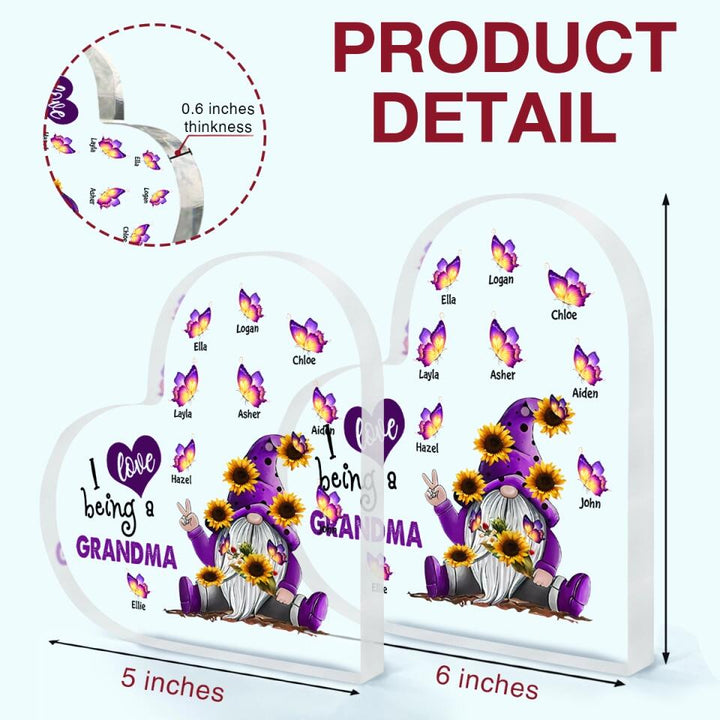 Personalized Heart-shaped Acrylic Plaque - Gift For Grandma - I Love Being A Grandma ARND036