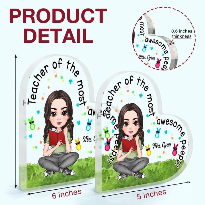 Teacher Of The Most Awesome Peeps - Personalized Heart-shaped Acrylic Plaque - Easter Gift For Teacher