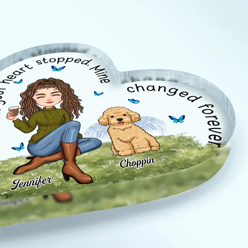 Personalized Heart-shaped Acrylic Plaque - Gift For Dog & Cat Lover - The Moment Your Heart Stopped ARND018