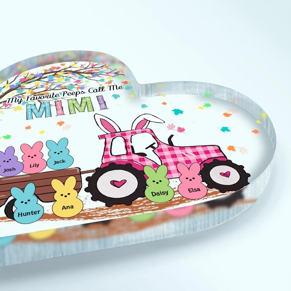 My Favourite Peeps Call Me Nana  - Personalized Heart-shaped Acrylic Plaque - Easter Gift For Grandma