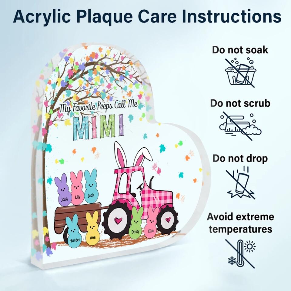 My Favourite Peeps Call Me Nana  - Personalized Heart-shaped Acrylic Plaque - Easter Gift For Grandma