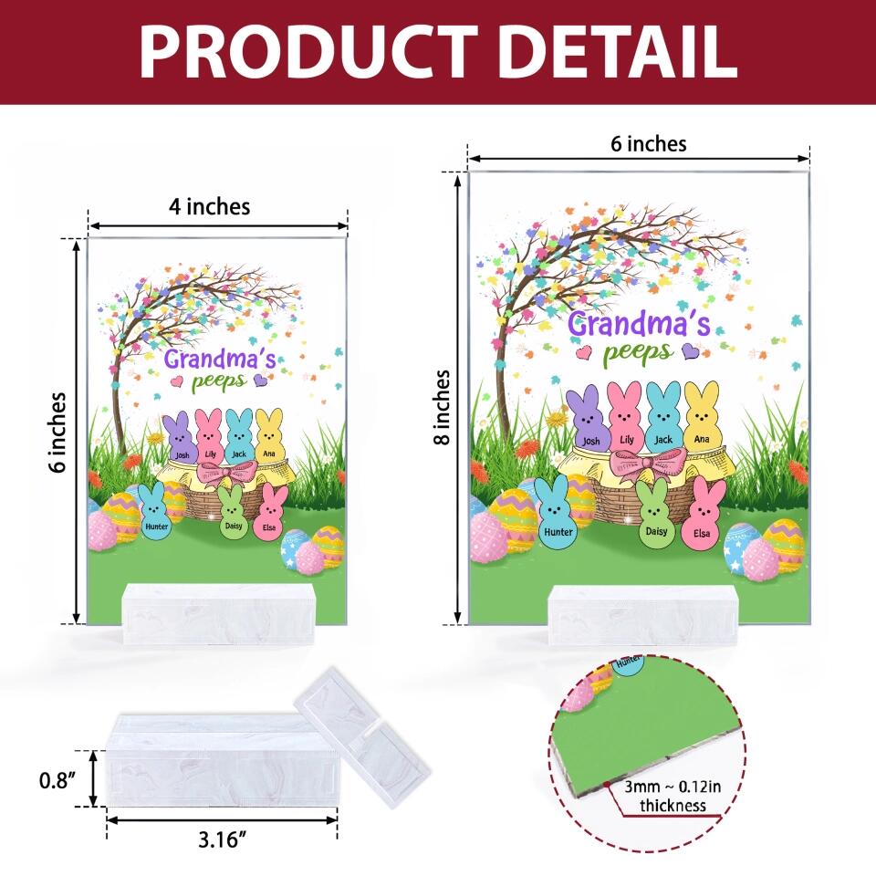 Grandma's Peeps  - Personalized Acrylic Plaque - Easter Gift For Grandma & Mom