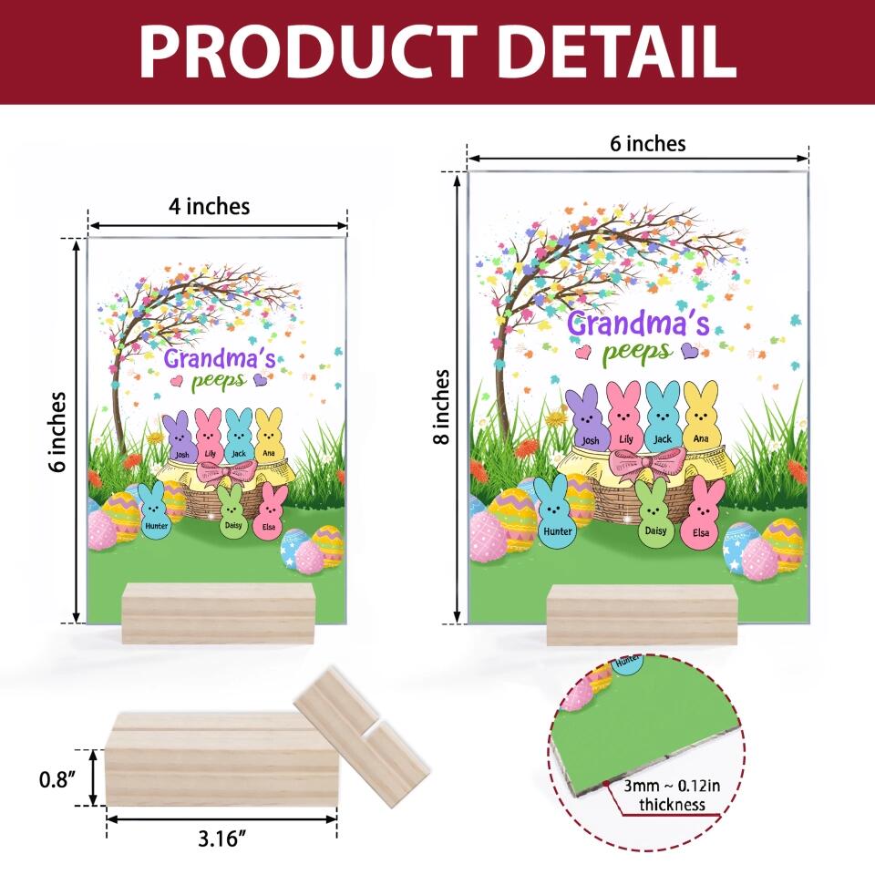 Grandma's Peeps  - Personalized Acrylic Plaque - Easter Gift For Grandma & Mom