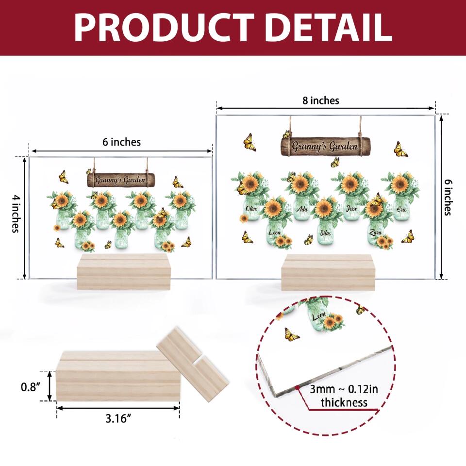 Personalized Acrylic Plaque - Gift For Grandma - Grandma's Garden ARND037
