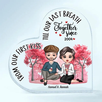 Personalized Heart-Shaped Acrylic Plaque - Gift For Couple - From Our First Kiss ARND036