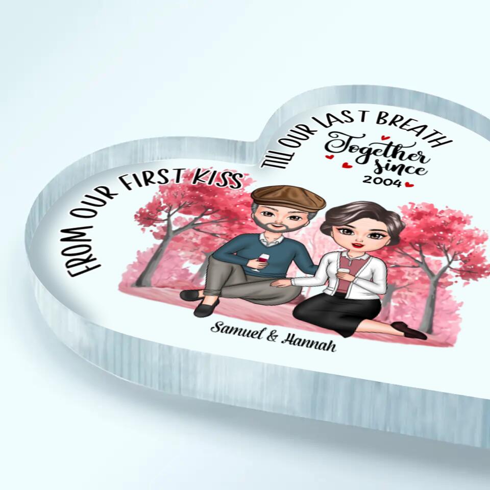 Personalized Heart-Shaped Acrylic Plaque - Gift For Couple - From Our First Kiss ARND036