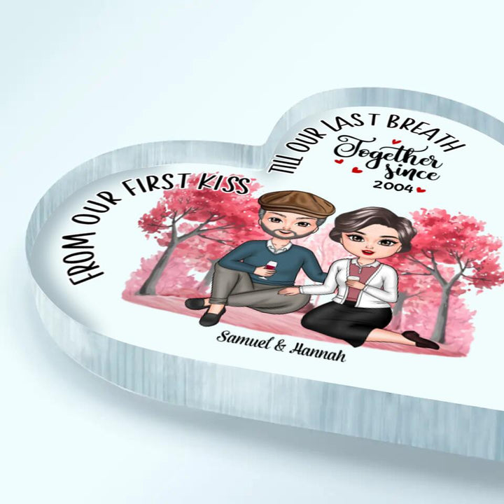 Personalized Heart-Shaped Acrylic Plaque - Gift For Couple - From Our First Kiss ARND036