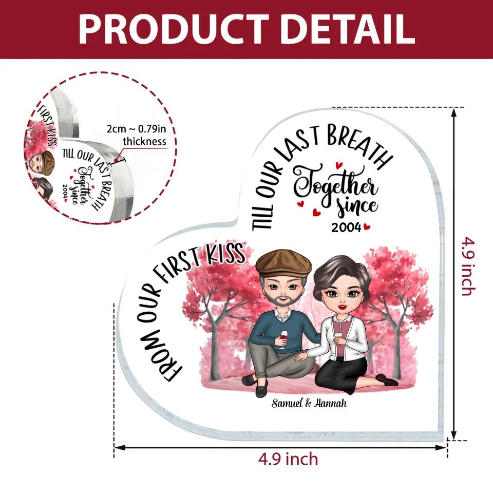 Personalized Heart-Shaped Acrylic Plaque - Gift For Couple - From Our First Kiss ARND036