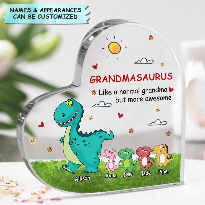 Personalized Heart-shaped Acrylic Plaque - Gift For Grandma - Grandmasaurus Like A Normal Grandma ARND0014