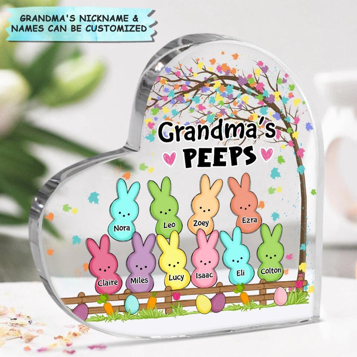 Grandma's Peeps - Personalized Heart-shaped Acrylic Plaque - Easter Gift For Grandma & Mom